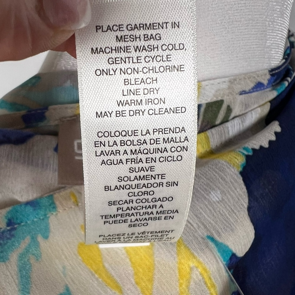 NWT Chico’s hand-painted paisley Chianti sheer poncho in Nocturne Navy. - Picture 10 of 10